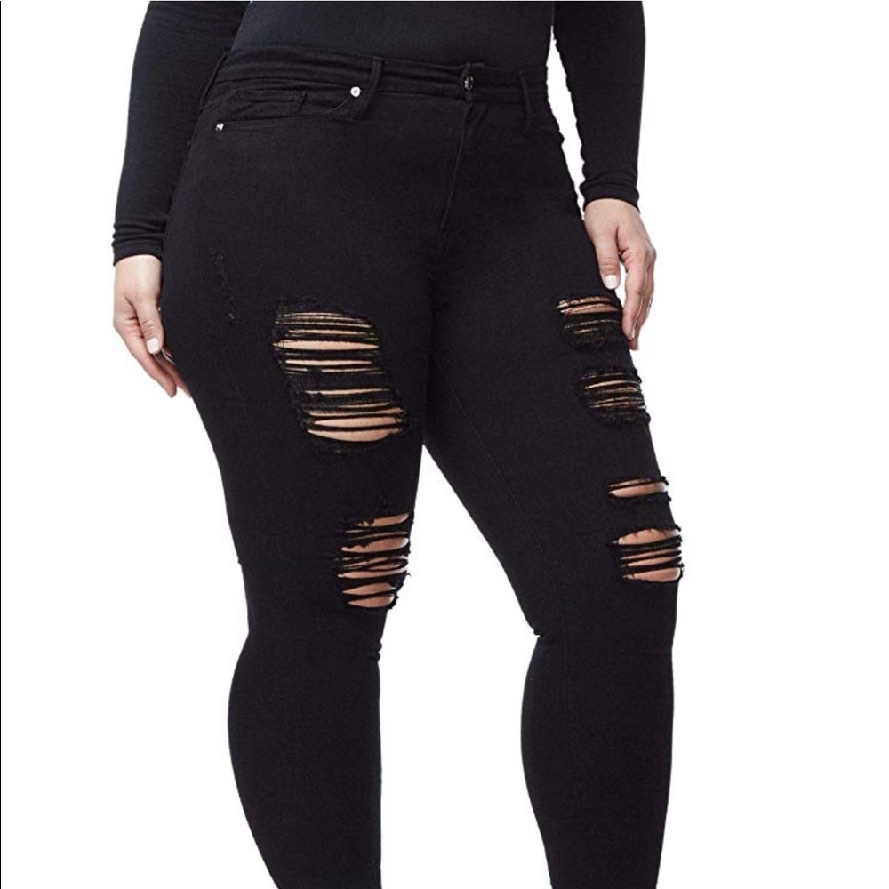 Women Plus Size Distressed Skinny Jeans Ua674
